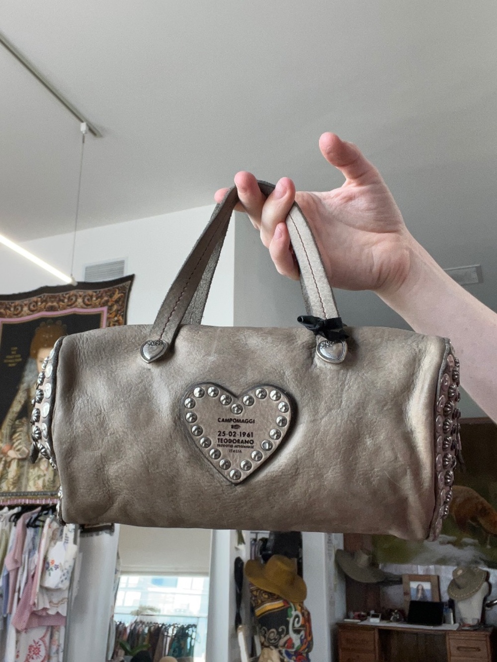 Campomaggi Studded Dolly Purse - Cemento